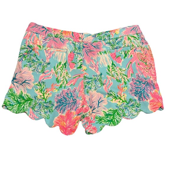 Lilly Pulitzer Buttercup Stretch Knit Shorts Cay To My Heart 4 Pink Blue Size 8 - Picture 2 of 2